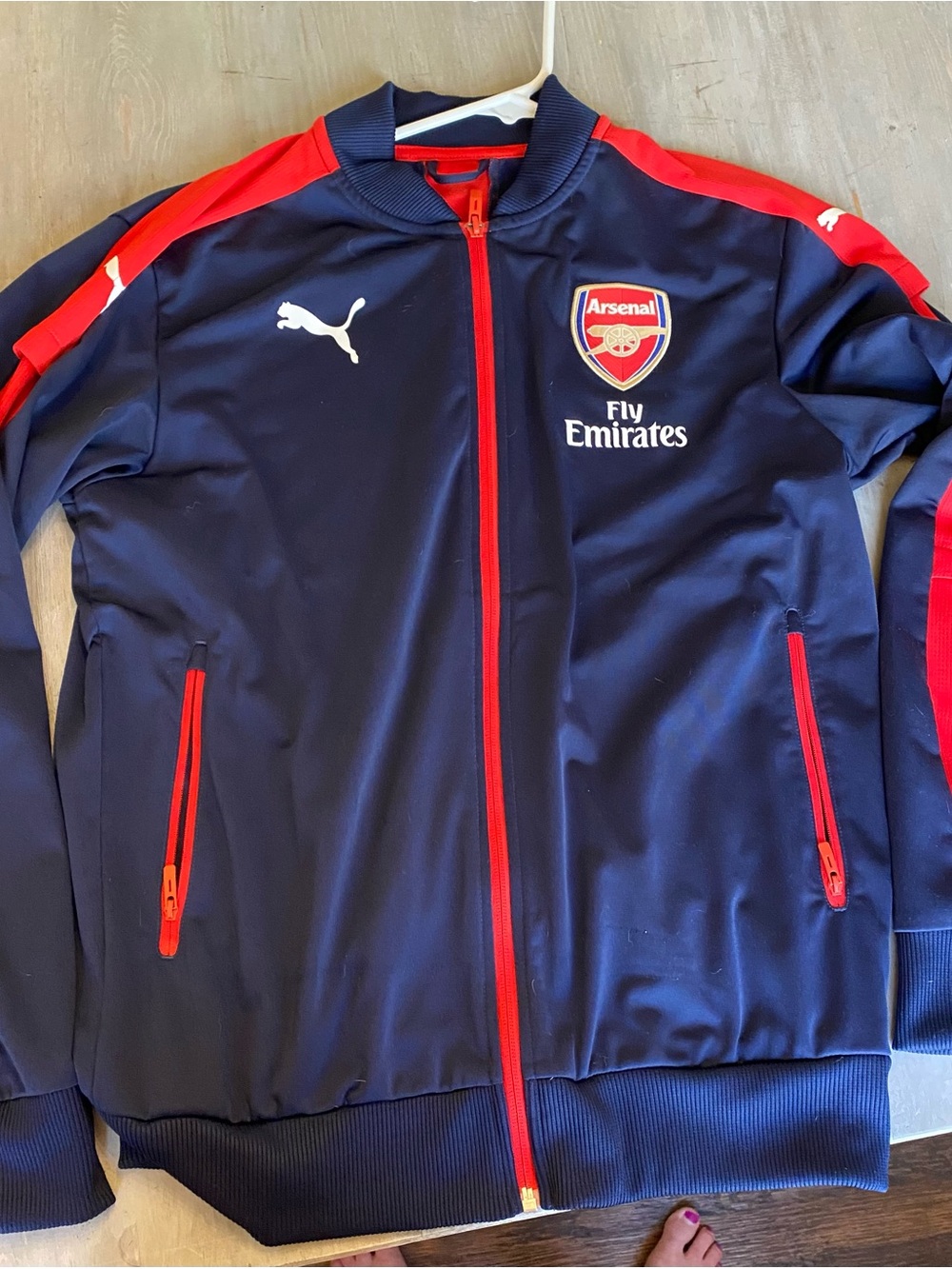 Puma Navy and Red Athletic Jacket with Logo